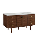 James Martin Amberly 60" Dual Mount Single Bathroom Vanity, Mid-Century Walnut