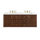 James Martin Amberly 60" Dual Mount Double Bathroom Vanity, Mid-Century Walnut