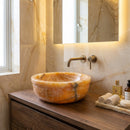 Natural Stone Honey Onyx Drop-in Vessel Sink Polished (D)16" (H)6"