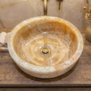 Natural Stone Honey Onyx Drop-in Vessel Sink Polished (D)16" (H)6"