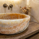 Natural Stone Honey Onyx Drop-in Vessel Sink Polished (D)16" (H)6"