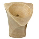 Beige Sculptural Natural Stone Honey Onyx Pedestal Bathroom Sink Hand Carved
