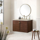 James Martin Amberly 36" Dual Mount Single Bathroom Vanity, Mid-Century Walnut