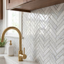 Solto White 1"x3" Herringbone on 12" x 12" Mesh Marble Mosaic Tile