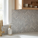 Solto White 1"x3" Herringbone on 12" x 12" Mesh Marble Mosaic Tile