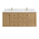 James Martin Laurent 60" Dual Mount Double Bathroom Vanity, Light Natural Oak