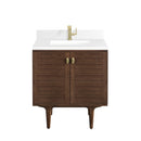 James Martin Amberly 30" Dual Mount Single Bathroom Vanity, Mid-Century Walnut