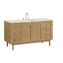 James Martin Laurent 60" Dual Mount Single Bathroom Vanity, Light Natural Oak