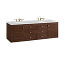 James Martin Amberly 72" Dual Mount Double Bathroom Vanity, Mid-Century Walnut
