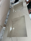 Double Sink Integrated Custom Calacatta Lincoln Polished Porcelain Countertop (ES-081)