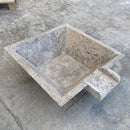 Silver Travertine Natural Stone Pool Square Cascade Water Bowl