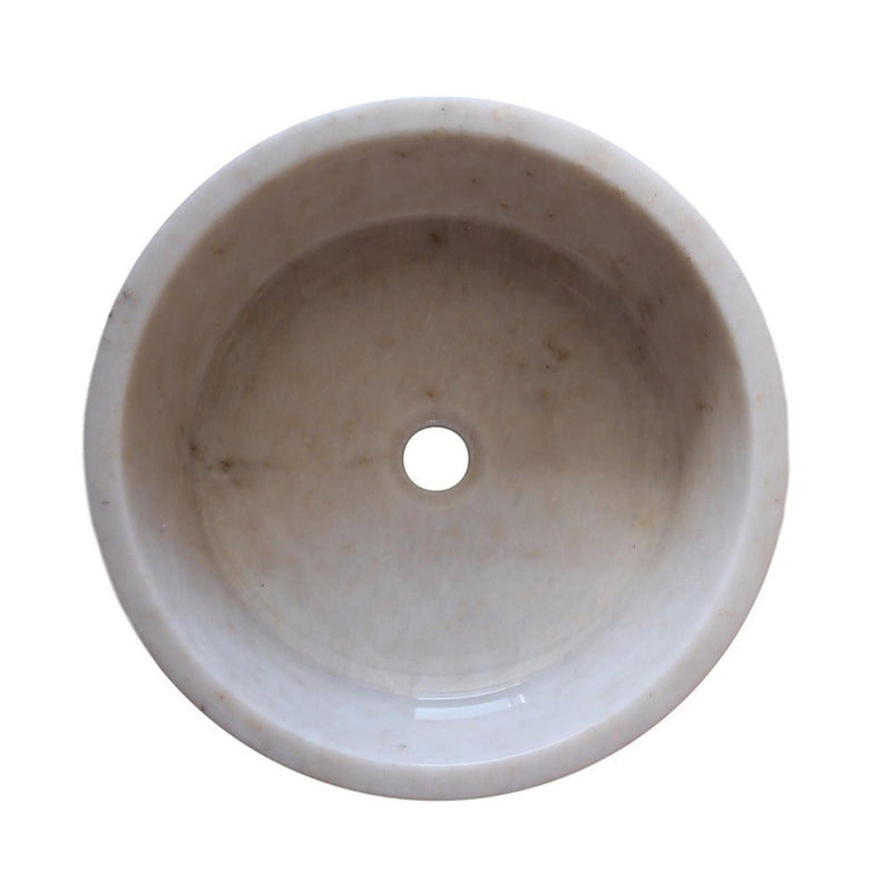 European Sugar Marble Tapered Vessel Sink top view