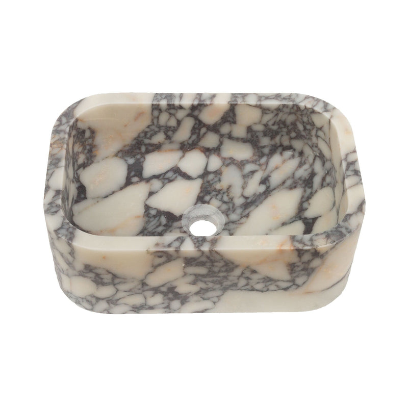 Calacatta Viola Real Marble Rectangular Sink  bathroom sink angle view