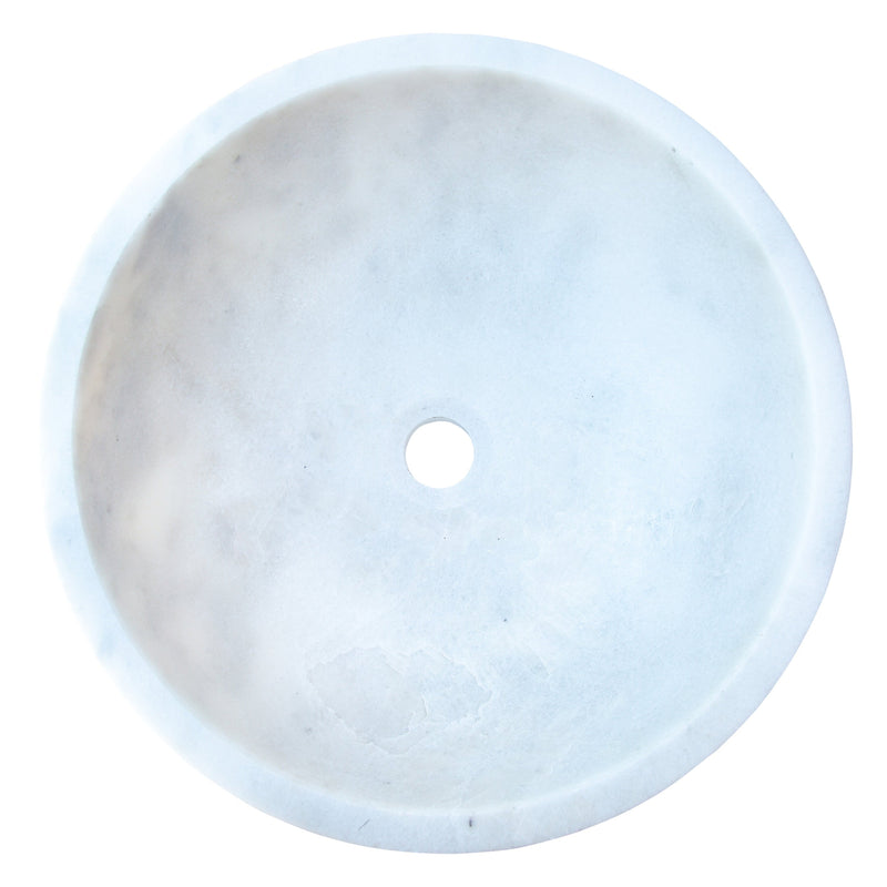 Carrara White Natural Stone Marble Vessel Sink top view