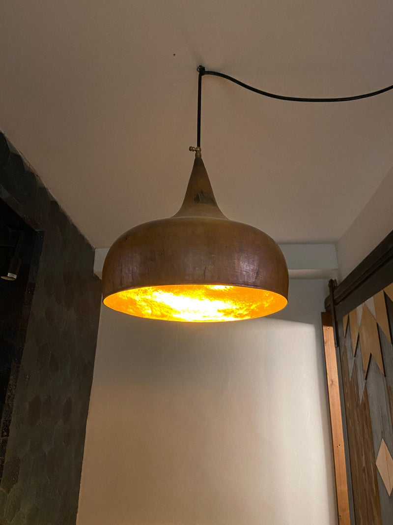 Aged Rustic Copper Farmhouse Pendant Light with Antique Finish