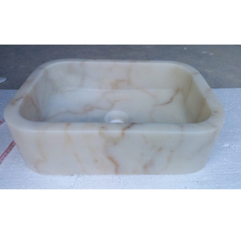 European Sugar Marble Sink Natural Stone Rectangular sink side view 