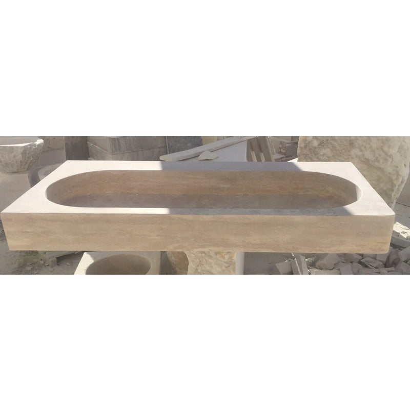 Light Travertine Natural Stone Basin Travertine Bathroom Sink side view