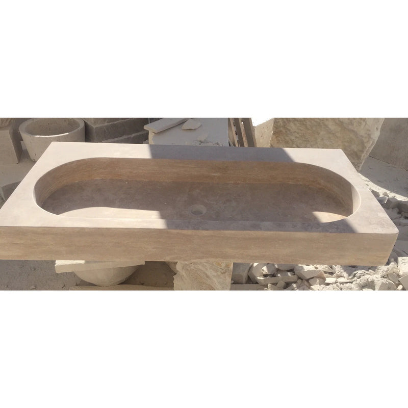 Light Travertine Natural Stone Basin Travertine Bathroom Sink