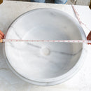 Carrara White Marble Waterfall Polished Round Drop-In Bathroom Sink