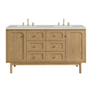 James Martin Laurent 60" Dual Mount Double Bathroom Vanity, Light Natural Oak