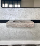 HANDCRAFTED CUSTOM SILVER TRAVERTINE SINK (TR-047)