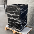 HANDCRAFTED CUSTOM PEDESTAL ALEXANDRA BLACK MARBLE SINK (NS-151)