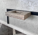 HANDCRAFTED CUSTOM SILVER TRAVERTINE SINK (TR-047)