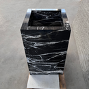 HANDCRAFTED CUSTOM PEDESTAL ALEXANDRA BLACK MARBLE SINK (NS-151)