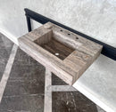 HANDCRAFTED CUSTOM SILVER TRAVERTINE SINK (TR-047)