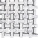 Italian Carrara Polished Basket Weave Marble Mosaics 12x12