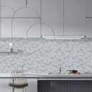 Italian Carrara Polished Herringbone Marble Mosaics 12 1/8x13 3/8