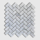 Italian Carrara Polished Herringbone Marble Mosaics 12 1/8x13 3/8