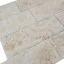 Ivory Light Travertine Wavy Honed-Pillowed edge Floor and Wall Tile 4"x12"