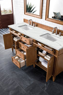 James Martin Brittany 72" Double Bathroom Vanity, Saddle Brown