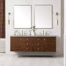 James Martin Amberly 72" Dual Mount Double Bathroom Vanity, Mid-Century Walnut