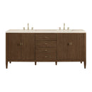 James Martin Myrrin 72" Double Bathroom Vanity, Mid-Century Walnut