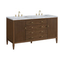 James Martin Myrrin 60" Double Bathroom Vanity, Mid-Century Walnut