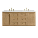 James Martin Laurent 60" Dual Mount Double Bathroom Vanity, Light Natural Oak