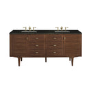 James Martin Amberly 72" Dual Mount Double Bathroom Vanity, Mid-Century Walnut