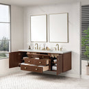 James Martin Amberly 72" Dual Mount Double Bathroom Vanity, Mid-Century Walnut