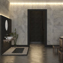 kemalpasa white marble carved stone model OYSTER 24x24 semi-polished installed on spa wall closeup