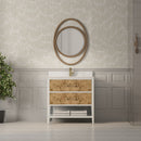 James Martin Olena 36" Single Bathroom Vanity, Polished White and Light Mappa Burl