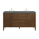 James Martin Myrrin 60" Double Bathroom Vanity, Mid-Century Walnut