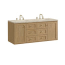 James Martin Laurent 60" Dual Mount Double Bathroom Vanity, Light Natural Oak