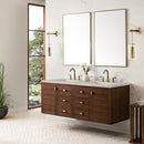James Martin Amberly 60" Dual Mount Double Bathroom Vanity, Mid-Century Walnut