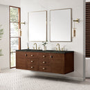 James Martin Amberly 72" Dual Mount Double Bathroom Vanity, Mid-Century Walnut