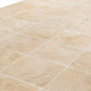 light beige premium travertine tile 24x24 Honed Filled angle