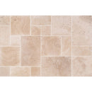 light beige premium travertine tiles antique pattern tumbled LBTPAPTUM top view grouted