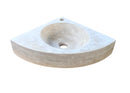 Light Beige Travertine Wall-Mount Corner Sink (W)15.7" (L)15.7" (H)4"