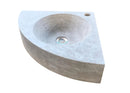 Light Beige Travertine Wall-Mount Corner Sink (W)15.7" (L)15.7" (H)4"